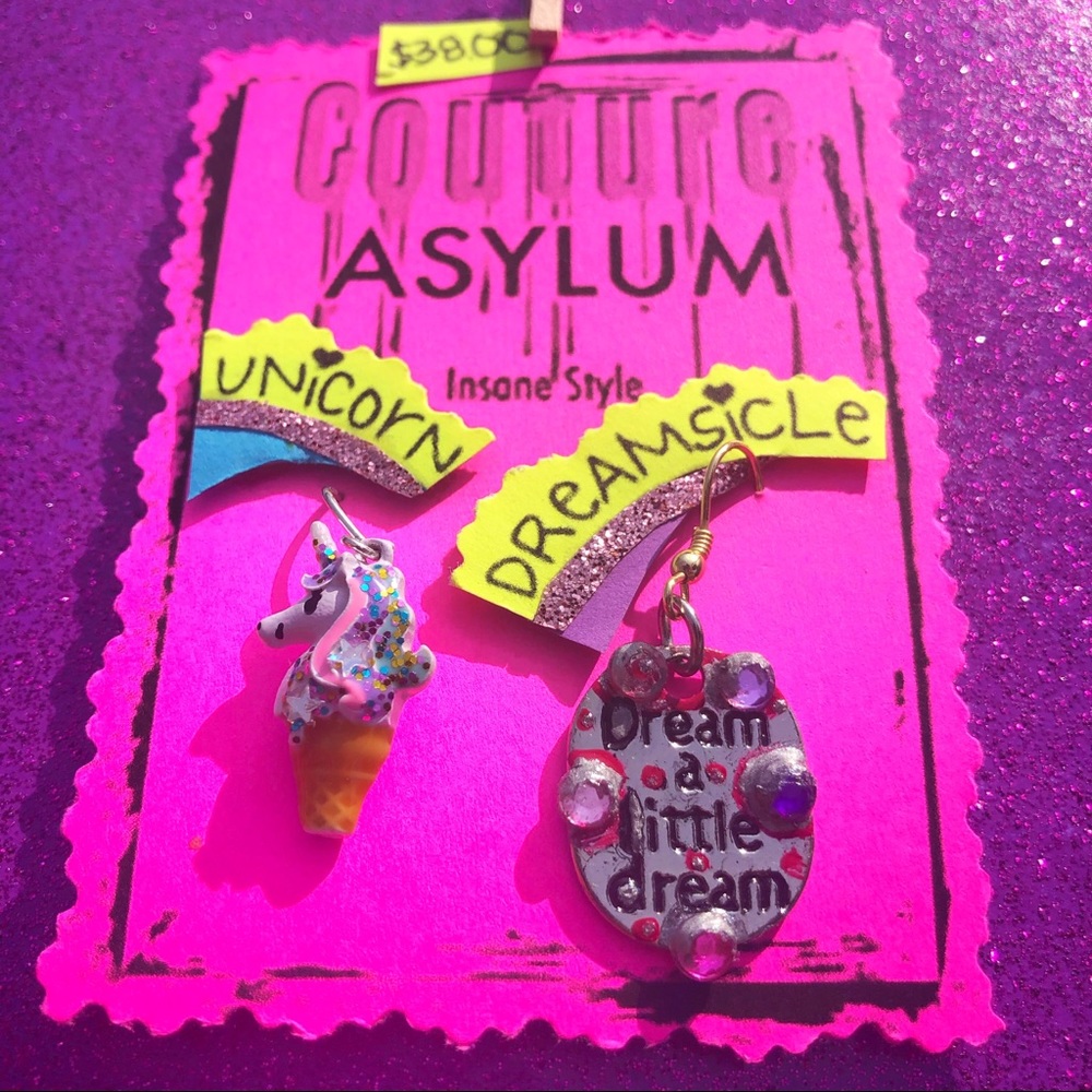 Unicorn Dreamsicle Ice-cream, Dangling Earrings